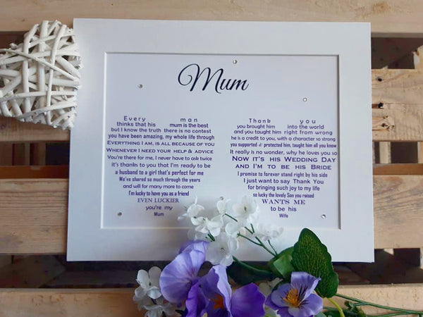 Mother of the Groom Gift - Wedding Gift for Mum from Bride and Groom