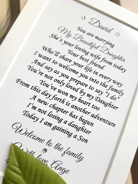 Wedding Day Gifts for Son in Law  -  7x5 Personalised Wedding Poem Print