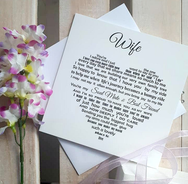 Wife Valentine Card - Written, designed and printed in Jersey