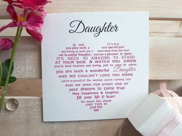 Daughter Card - Daughter Birthday Card, Christmas Card