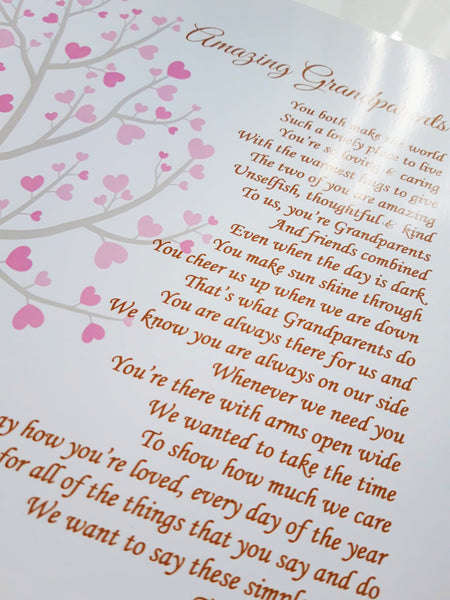 Grandparents Gift -  Personalised Nan and Grandad Poem Print from Grandchild