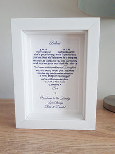 Son in Law wedding Gift -  Personalised Wedding Poem Print