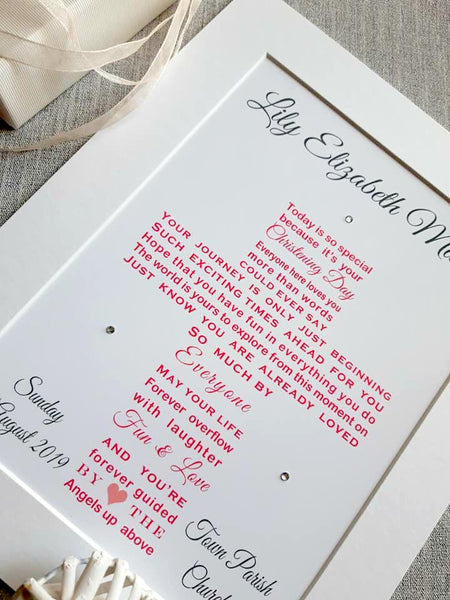 Christening Gift - Personalised Baptism Poem print Cross