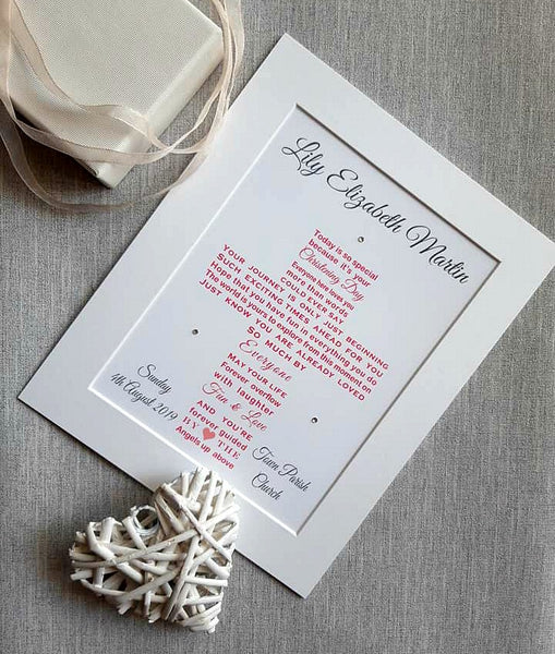 Christening Gift - Personalised Baptism Poem print Cross