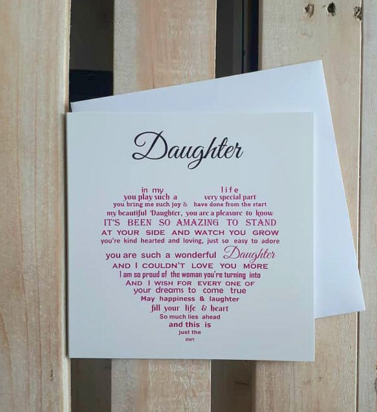 Daughter Card - Daughter Birthday Card, Christmas Card