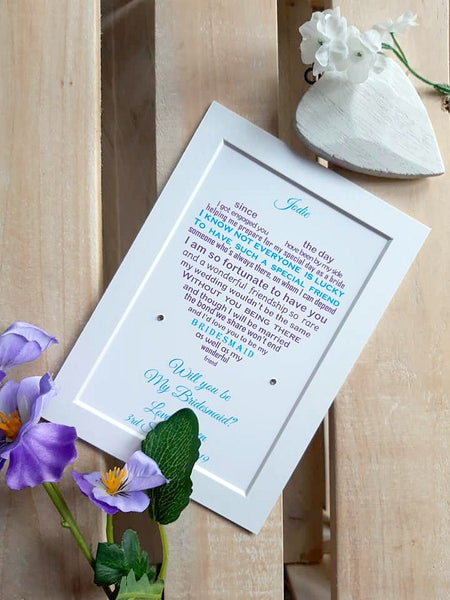 Wedding Day request Will you be my Bridesmaid or Maid of Honour -  7x5 Personalised Wedding Poem Print