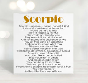 Zodiac Card - Scorpio Star Sign - October November Birthday or Christmas Card