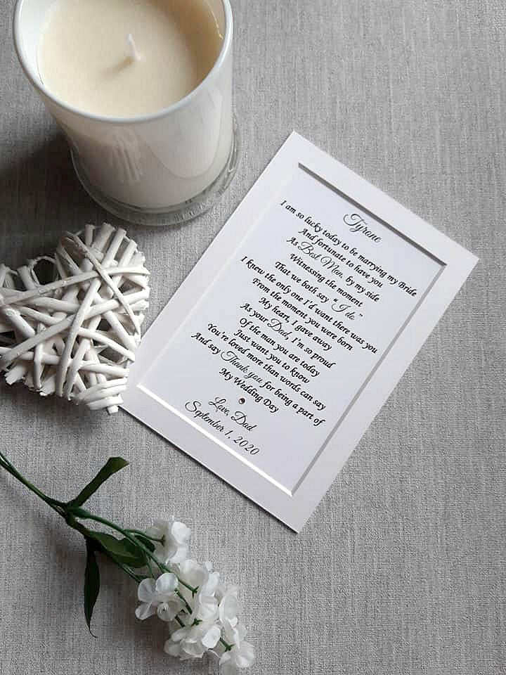 Wedding Day Gifts for Son of the Groom -  7x5 Personalised Wedding Poem Print