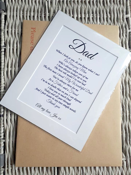 Dad Gift -  Dad Personalised Poem Print