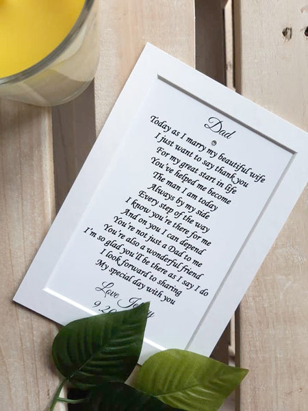 Wedding Day Gifts for Dad - Father of the Groom -  7x5 Personalised Wedding Poem Print
