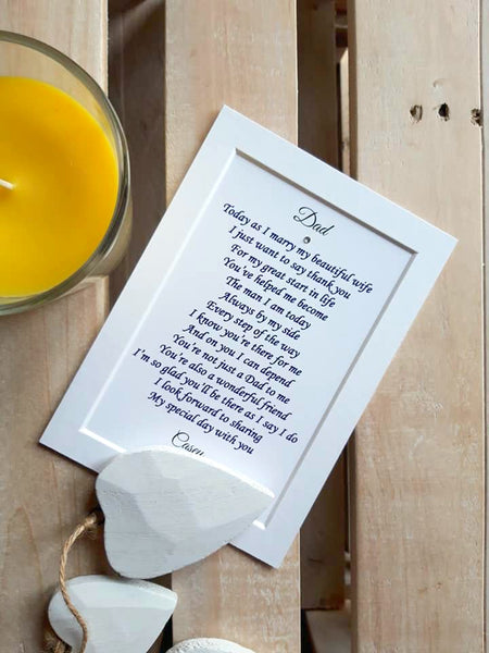 Wedding Day Gifts for Dad - Father of the Groom -  7x5 Personalised Wedding Poem Print
