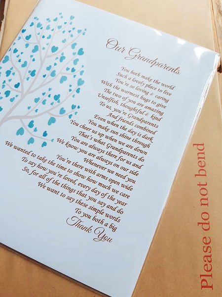 Grandparents Gift -  Personalised Nan and Grandad Poem Print from Grandchild