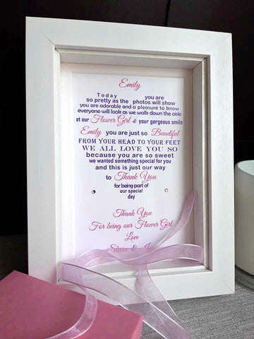 Wedding Day Gifts for Flower Girl -  7x5 Personalised Wedding Poem Print