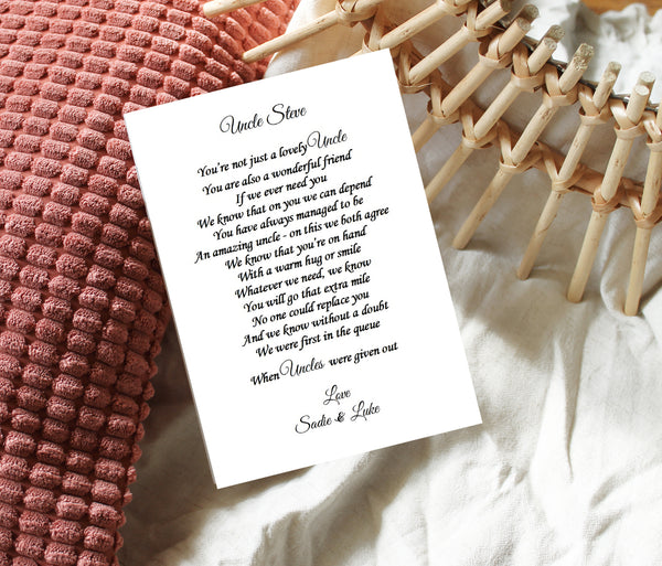 Uncle Gift -   Personalised Poem Print