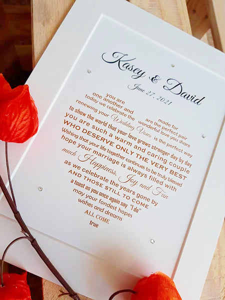 Renewal of Vows Gift - Personalised Poem Print Couple - Photo optional