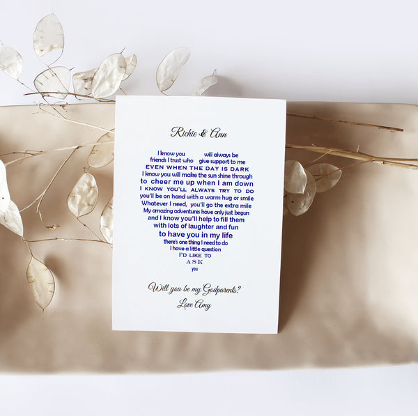 Will you be my Godparents - Christening request