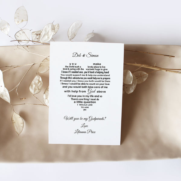 Will you be my Godparents - Christening request