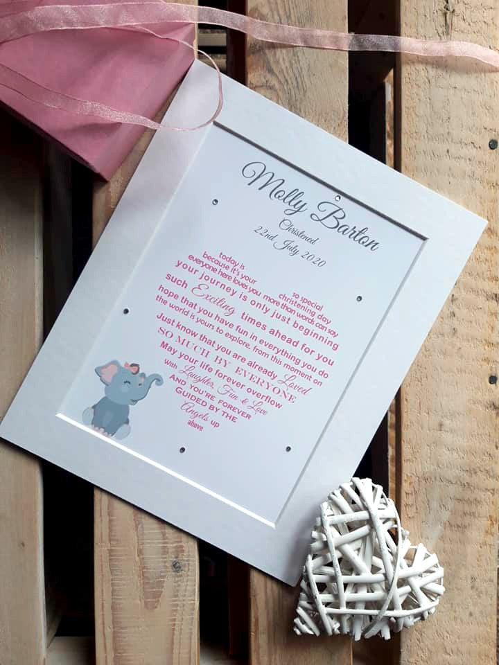 Christening Gift - Personalised Baptism Poem print  unframed