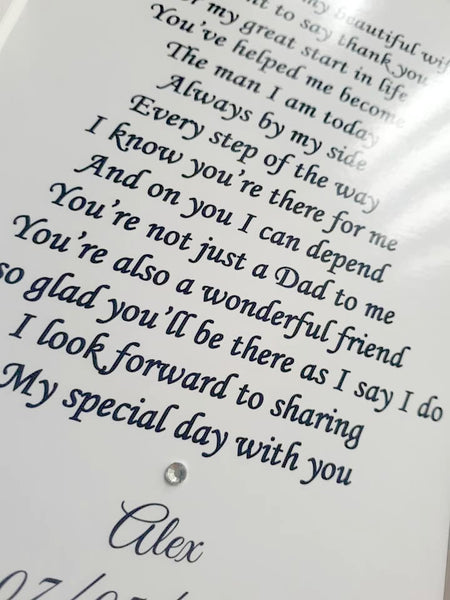 Wedding Day Gifts for Dad - Father of the Groom -  7x5 Personalised Wedding Poem Print